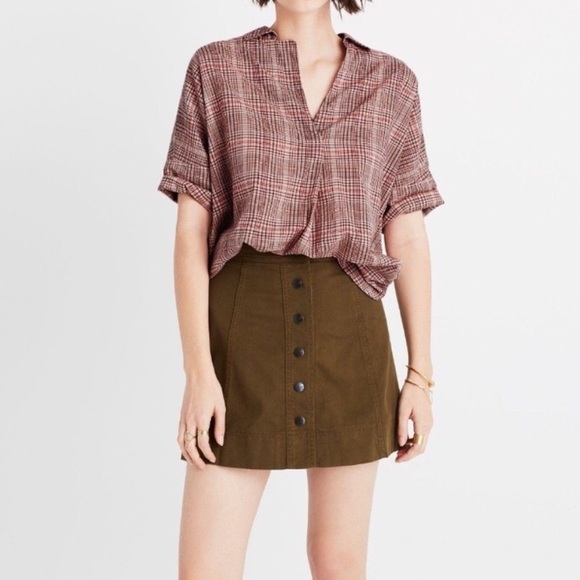 Madewell Tops - Madewell Pink Courier Button-back Shirt In Hartley Plaid